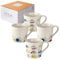 SPOTTED DOG GIFT COMPANY Tazas de Café, Juego de 4 Tazas Desayuno, Tazas de Gato, Taza de Cerámica para Té y Café, Regalo para Amante de los Gatos, 380ml/13oz