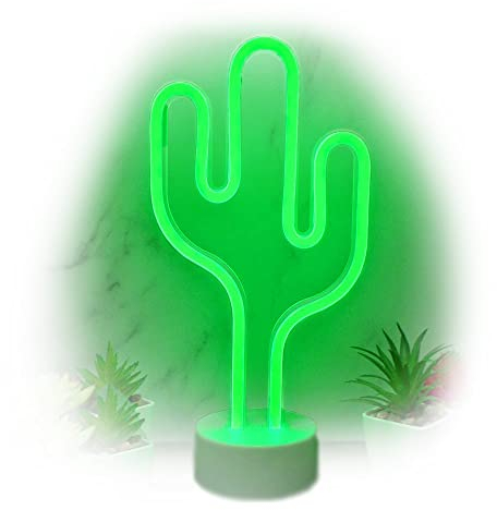 The Glowhouse Cactus della luce al neon di luce di notte con il basamento room decor, battery operated cactus lampade a luce fino neon signs