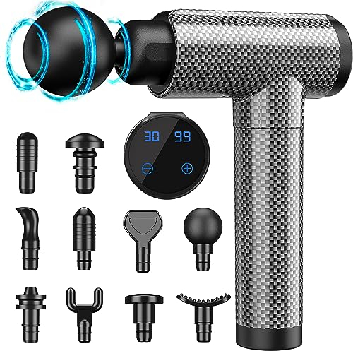 Massagepistole Massage Gun, HeaDot Massage pistole,mit 10 Massageköpfen und 30 Geschwindigkeiten für Nacken-Rücken, Schulter-Körper-Schmerzlinderung, LCD-Touchscreen