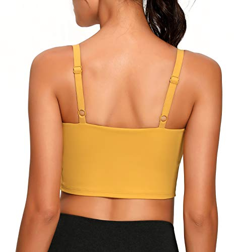 Lemedy Sport-BH mit verstellbarem Riemen, gepolstertes Tanktop, Workout, Yoga, Fitnessstudio, Laufen - Gelb - XX-Large
