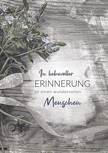 KE XXL Trauer-Karte mit Umschlag - Beileids-Karte - Anteilnahme-Karte - Klapp-Karte zur Beerdigung - im Format DIN A4 - Motiv: Erinnerung XXL
