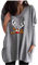 Xniral Weihnachten Pullover Damen Weihnachtsmann Bedruckter Lang Oberteile Sweatshirt mit Zwei Taschen f黵 Winter Herbst(e-Grau,5XL)