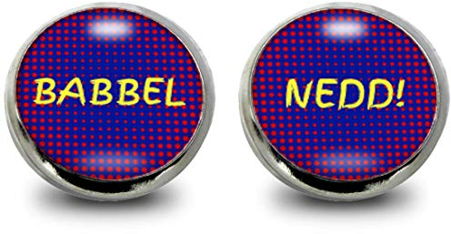 Fördeblau Pfälzer Dialekt Ohrstecker - Edelstahl Cabochon Ohrringe, 12mm, Auswählbare witzige Sprüche - Originelles Geschenk für Damen