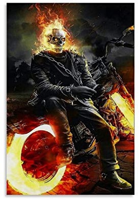 DHSJ Poster, Motiv: Ghost Rider, dekoratives Gemälde, Leinwand, Wandkunst, Wohnzimmer, Poster, Schlafzimmer, Malerei, 20 x 30 cm