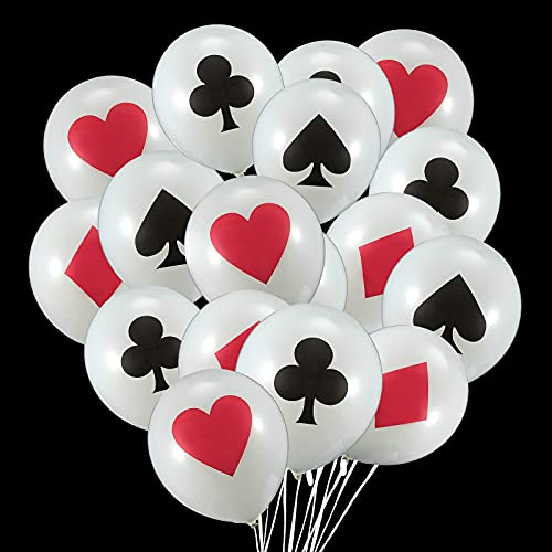 24 Stücke Casino Balloons Latexballons mit Poker Motiven Spielkarten Ballons für Casino Themen Partys, Poker Events, Party Dekorationen zum Thema Geburtstag