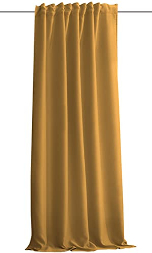 HOMEbasics | Akustikvorhang Uni | ACUSTICO | Lärm-, Hitze-, Kälte- und Zugluft-Schutz + abdunkelnd | Curry | 245 x 135 cm
