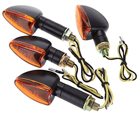 Shkalacar 4 x 12 V Universal-Motorrad-Leuchtmittel, für Vorder- und Rückseite, bernsteinfarben