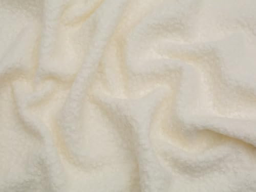 Minerva Crafts Boucle Stretch-Strickstoff, Meterware, cremefarben