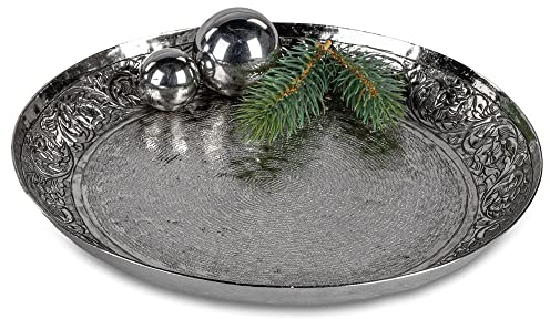 formano Deko-Teller aus Aluminium, mit Ranke, rund, 32cm, 1 Stück, silber