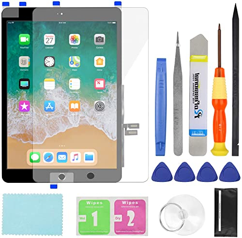 S-Union Bildschirm Ersatz Kit mit Home-Taste, Touchscreen Digitizer für iPad 7/8 2019 2020 8/9. Generation A2197 A2198 A2200 A2270 A2428 A2429 A2430 (Schwarz)