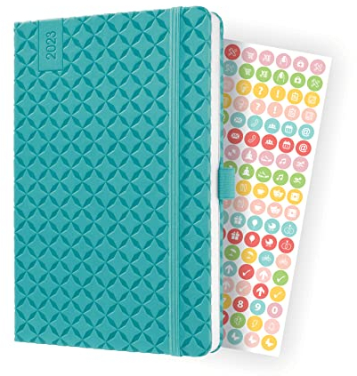 SIGEL J3103 Wochenkalender Jolie 2023 - ca. A5 - petrol - Hardcover - Gummiband, Stiftschlaufe, Einstecktasche - 174 Seiten - FSC-zertifiziert - Terminplaner