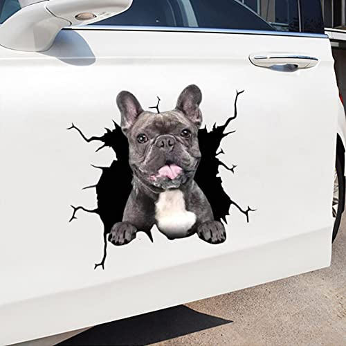 BYNYXI 4 adesivi per auto con cane, 3D Labrador per auto, adesivi personalizzati, divertenti Bulldog francesi, crepe realistiche, per cani, in vinile, 30 cm x 30 cm