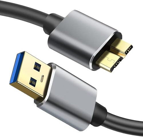 Micro B Cable, USB 3.0 A Male to Micro USB 3.0 Sync Cord,Data Wire Compatible with Toshiba,Seagate,Samsung, My Passport and More External Hard Drive(1M/Black&Gold)