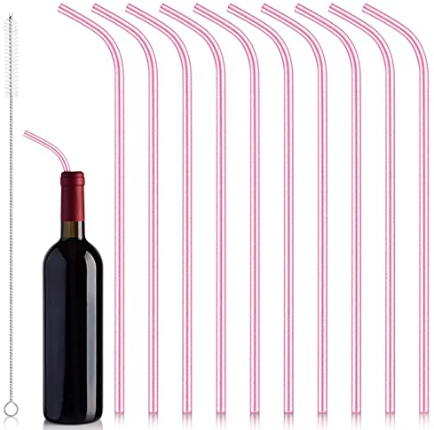 Hard Plastic Drinking Straw Reusable Long with Cleaning Brush for Party Wedding Drinking Party Glitter Pack of 20