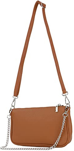 modamoda de - T237 - Umhängetasche Klein Small aus ital. Leder, Farbe:Dunkelcamel
