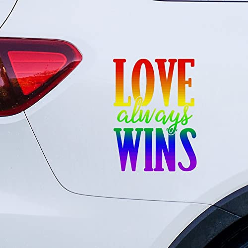 Rainbow Pride Lesbian Gay LGBTQ Aufkleber für Auto, Liebe immer, gewinnt Auto-Aufkleber, Fensteraufkleber, personalisierbar, Vinyl-Aufkleber, gestanzte Aufkleber, lustige Laptop-Aufkleber, Geschenk