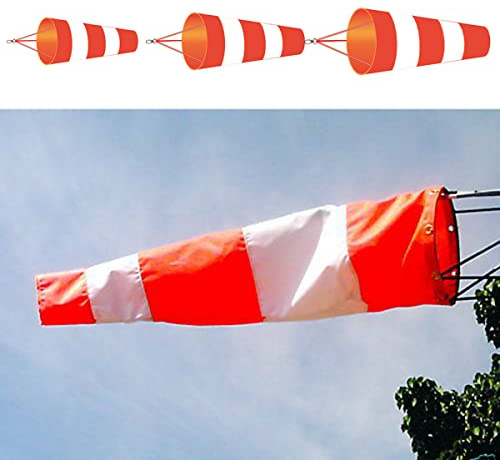 SPORTARC Windsack für Flughafen, Rip-Stop-Polyester, Windmessung für Garten, Outdoor, 60/80/100 cm, Rot / Weiß