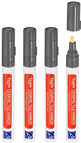 PATIKIL Grout Pen, 4 Pack Dark Grey Tile Marker Waterproof Grout Sealer Pen Tile Repair Pens Paint Pens for Wall Floor Bathroom Kitchen Refresh