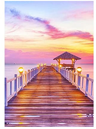 DIY 5D Diamant Painting Vollbohrer Kit, Gebäude Am Meer Lampe 70x105cm 5D Diamant Painting Bilder für Erwachsene Und Kinder, Diamant Malerei,Strass Stickerei Kreuzstich Set,für Home Wand Decor