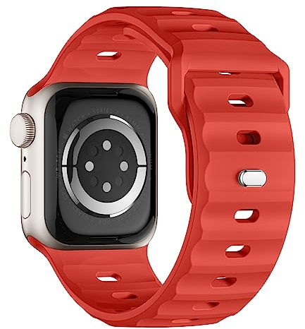 Cinturino sportivo compatibile con Apple Watch Ultra 2, 49 mm, 46 mm, 45 mm, 44 mm, 42 mm, per uomo, in silicone, impermeabile, per Apple Watch 10, 9, 8, SE 7, 6, 5, 4, 3, Ultra, rosso