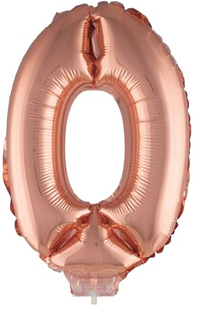 NEU Mini-Folienballon am Papierstäbchen, Zahl 0, rosé-gold/kupfer, ca. 40cm