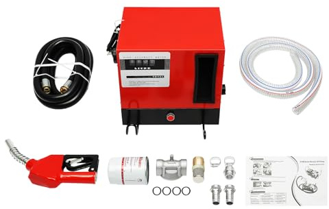 Pompe Diesel Automatique, 60L/Min 550W Pompe Gasoil Électrique avec Débitmètre, Pistolet Automatique et Filtre pour Automobiles, Fermes