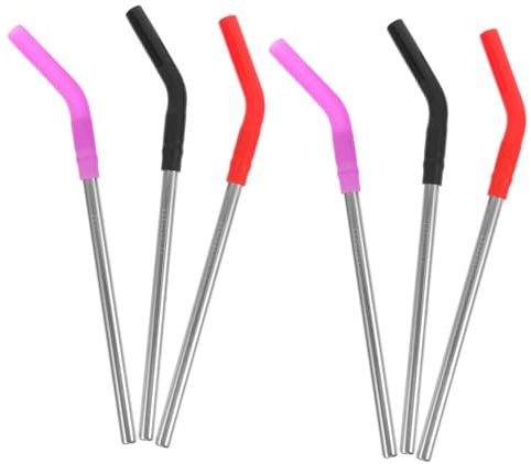 PRETYZOOM 6 Piezas De Acero Inoxidable Pajitas Flexibles Pajitas De Fiesta De Boda Vasos De Pajitas Gigantes Para Pajitas Metálicas Reutilizables Leche 16c Gel De Sílice Colocar