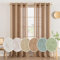 MIULEE Gardinen Vorhänge mit ösen Voile Vorhang kurz Modern Leinenoptik Halbtransparent Ösenvorhang für Wohnzimmer Kinderzimmer Raumteiler 2er Set Braun 300x140 cm