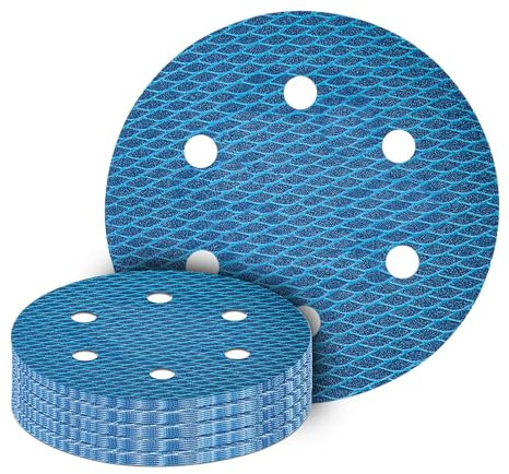 GZKTY 20Stk 225mm Klett Schleifpapier, Exzenter Schleifscheiben, 6-Loch Körnung 120 Schleifpads für Exzenterschleifer Schleifgiraffe Schleifmaschine Poliermaschine