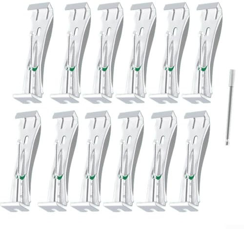 HEBEOT Juego de 12 ganchos de canalón de tornillo rápido + destornillador de tuerca, se adapta a todos los canalones de aluminio de 5 pulgadas