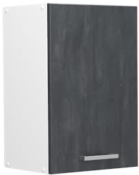 Vicco Hängeschrank R-Line, hängender Küchenschrank, Schwarz Beton/Weiß, 40 cm