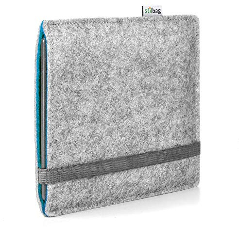 Stilbag Finn Schutzhülle kompatibel mit Tolino Vision Color | Filz Case für eBook Reader, Made in Germany (hellgrau/Azur)