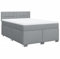 vidaXL Boxspringbett, Doppelbett mit LED Matratze Matratzenauflage, Bettgestell mit Lattenrost Kopfteil, Polsterbett Bett für Schlafzimmer, Hellgrau 140x200cm Stoff