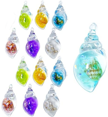 Hayaww 13 pièces coloré acrylique coquillage,couleur lumineux coquillage,pendentif artisanat breloques accessoires,Océan breloques arc-en-ciel pendentif,pour collier bracelet bijoux à bricoler (B)