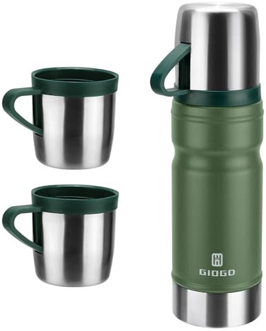 Thermo Cup 680ml/23oz Vacuum Insulated Flask for Hot and Cold Drinks, Coffee Stainless Steel Flask Bottle for Adult, Gym, Outdoor (Green, Set)