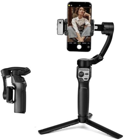 STRBDYI Stabilizzatore Smartphone - 3 assi Stabilizzatore Gimbal, Magnetico AI-Tracker, Treppiede Staccabile, Foldable Gimbal für Live Streaming, Vlog (F11-1P)
