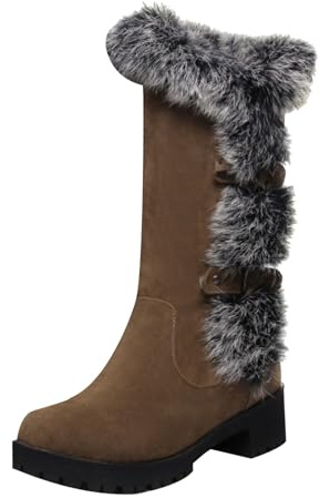 Yekdmxop Stivali Donna Invernali Stivali Medi da Donna Casual Tacco Basso Boots Donna Alti Senza Tacco Stivali Alti con Tacco Impermeabile Chelsea Boots Donna Platform Stivali Donna Invernali Alti