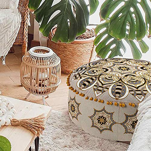Gefüllter Marokkanischer Hocker Osmanische Abdeckung 60x20 cm - Boho Deco Haustierbett Fußhocker Sitzkissen Sitzhocker mit handwerklichem Raumdekor für Meditation, Yoga und Chic