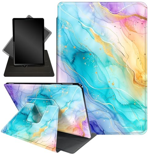Case for All-New Fire HD 8 & 8 Plus Tablet (12th /10th Gen, 2022/2020),360 Degree Rotating Stand Smart Protective Cover Case,for Amazon Fire HD 8 inch Tablets (2022/2020),Blue and Pink Marble