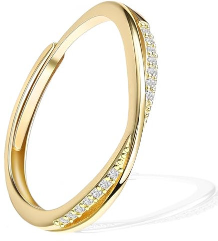 Silberring, verstellbare Ringe für Frauen, Damenringe, Schmuckring für Frauen, Mädchen, Schmuckgeschenk (Gold)