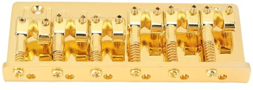 Ponte per Basso Elettrico a 6 Corde, Design con Retro Spesso, Base Multifunzionale in Fusione Resistente, per Esercitazione, in Lega di Zinco (Oro)