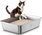 Stainless Steel Cat Litter Tray, Litter Box for Large and Small Cats, High Sided Metal Litter Tray, Toilet for Cat Kitten Rabbit and Guinea Pig, Non-Stick, Odor-Free, Easy to Clean