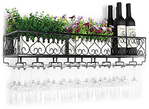 MUCSAH Racks À Vin, Support En Verre À Vinpendu |/Noir/120 * 25Cm