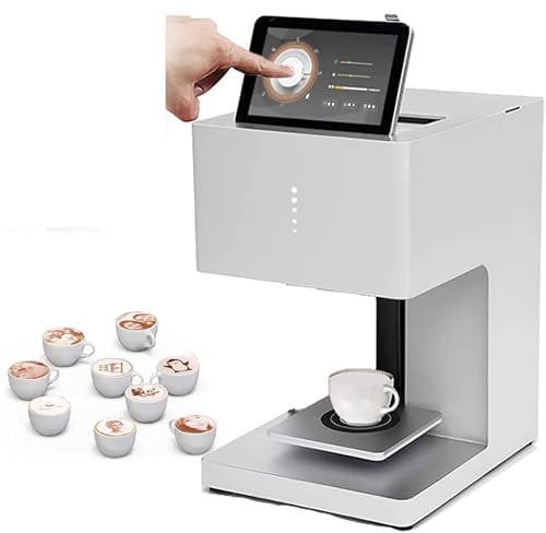 3D Art Printer Digital Inkjet WiFi Photo Printing Touch Screen Display Coffee Latte Machine Coffee Printer with Camera Photo Printing DIY Cake,White