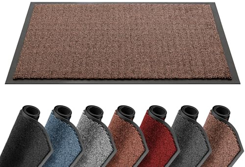 Lexell Door Mat, Indoor Heavy Duty Barrier Mat, Dirt Trapper Entrance Rug, Non Slip Rubber Backing, Super Absorbent Washable Floor Mat for Home, 120cm x 180cm, Brown