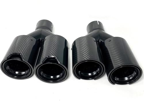 DZSQTUND Auto Auspuffblende 1 Paar (L+R) Universal-Dual-Auspuffrohr In Schwarz Glänzend Schalldämpferrohr Aus Kohlefaser Auspuffendrohr Für M2 Für M3 Für M4 Für M5 Auspuff Schalldämpfer(ID 80-OD 93)