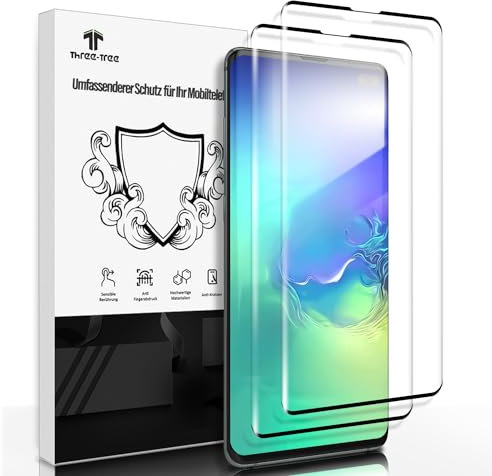 Schutzfolie für Panzerglas für Samsung Galaxy S10 Plus, 2 Stück [Fingerabdruck-ID Unterstützen] [Sensible Berührung] Display Folie, [3D-Vollständige Abdeckung] [9H Härte] Schutzglas für S10 Plus - 2