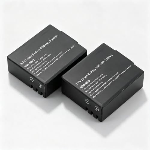 2 PCS Action Camera Battery, 3,7 V 900mAh Sport Camera Batteries Li Rechargeable avec Une Longue Durée de Vie de la Batterie, Compatible avec la Caméra SJ4000 SJ5000 M10