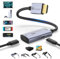 Guermok AR Glasses HDMI to USB-C Display Adapter, 4K@60Hz Play and Charge XR Converter with DC 5V, for XREAL One/Air 2 Pro/RayNeo/Rokid, Steam, Switch2/1, PS5/4, Portable Monitors (Sliver)