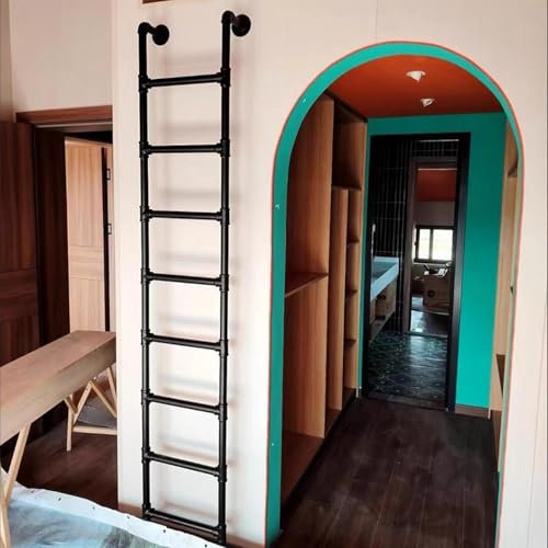 Scala a soppalco resistente, scala interrata, scala laterale di sicurezza del letto alto per letti a castello - scala nera in metallo per letti alti fuori ponte appartamenti,A-1.6M